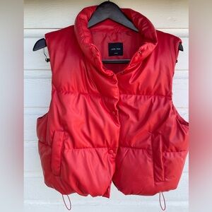 Red cropped puffy vest